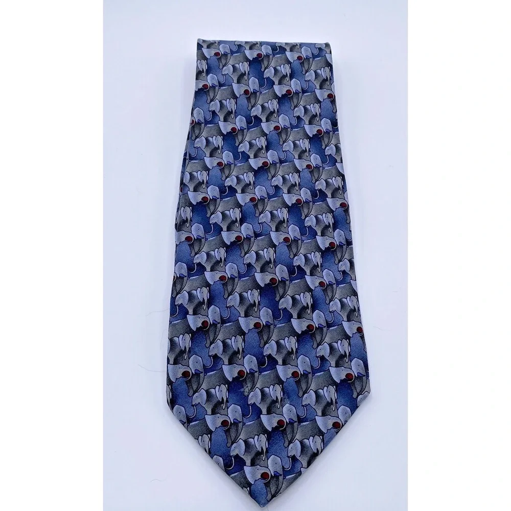 Nature Conservancy Men's Silk Necktie Tie Karen Bierce 57" Elephants Wildlife - Picture 2 of 6